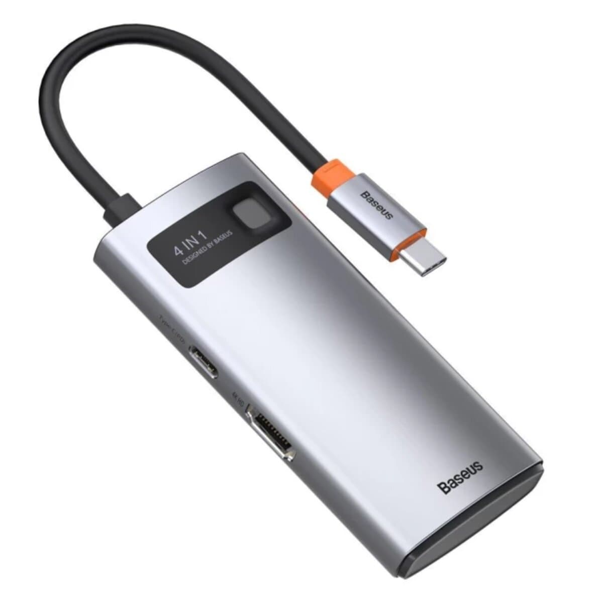 USB-хаб Baseus Metal Gleam Series 4-in-1 Multifunctional Type-C HUB Docking Station Type-C to HDMI*1+USB3.0*1+USB2.0*1+PD*1 Grey (CAHUB-CY0G)