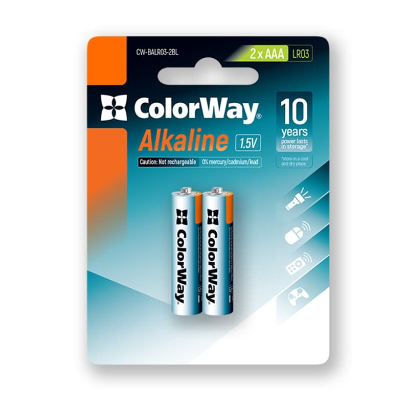 Батарейка СolorWay CW-BALR03-2BL AАА/LR03 Alkaline Power щелочные 2шт