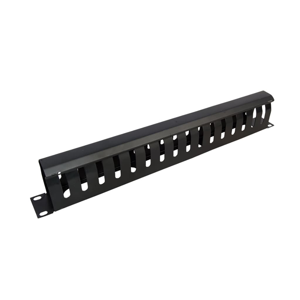 Органайзер кабелю Kingda KD-CM-09 з гребінцем 19" 1U пластиковий з кришкою висота 87мм Black