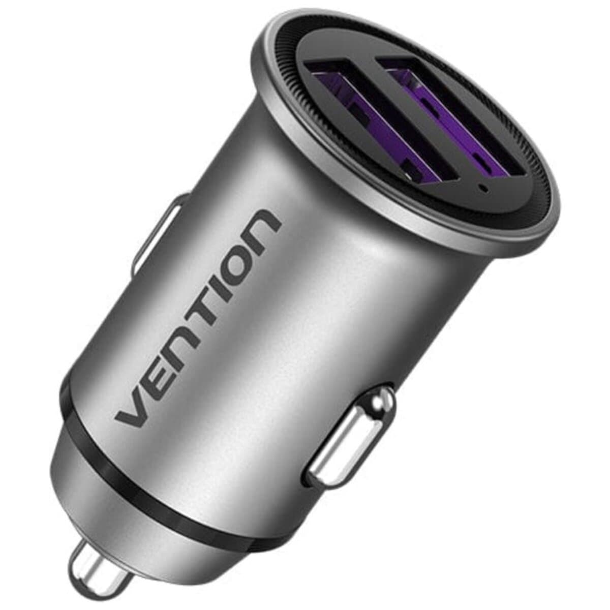 Автомобільний зарядний пристрій Vention Two-Port 2xUSB (30/30) Car Charger Mini Style Aluminium Alloy Type Grey (FFEH0)