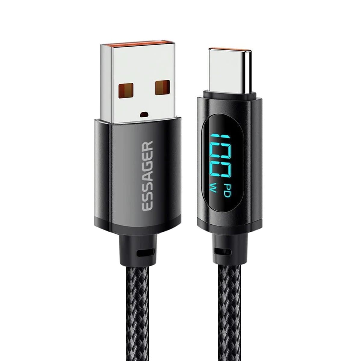 Кабель Essager Enjoy LED Digital Display USB Charging Cable USB to Type-C 100W 2m Black (EXCT-XYA01-P)