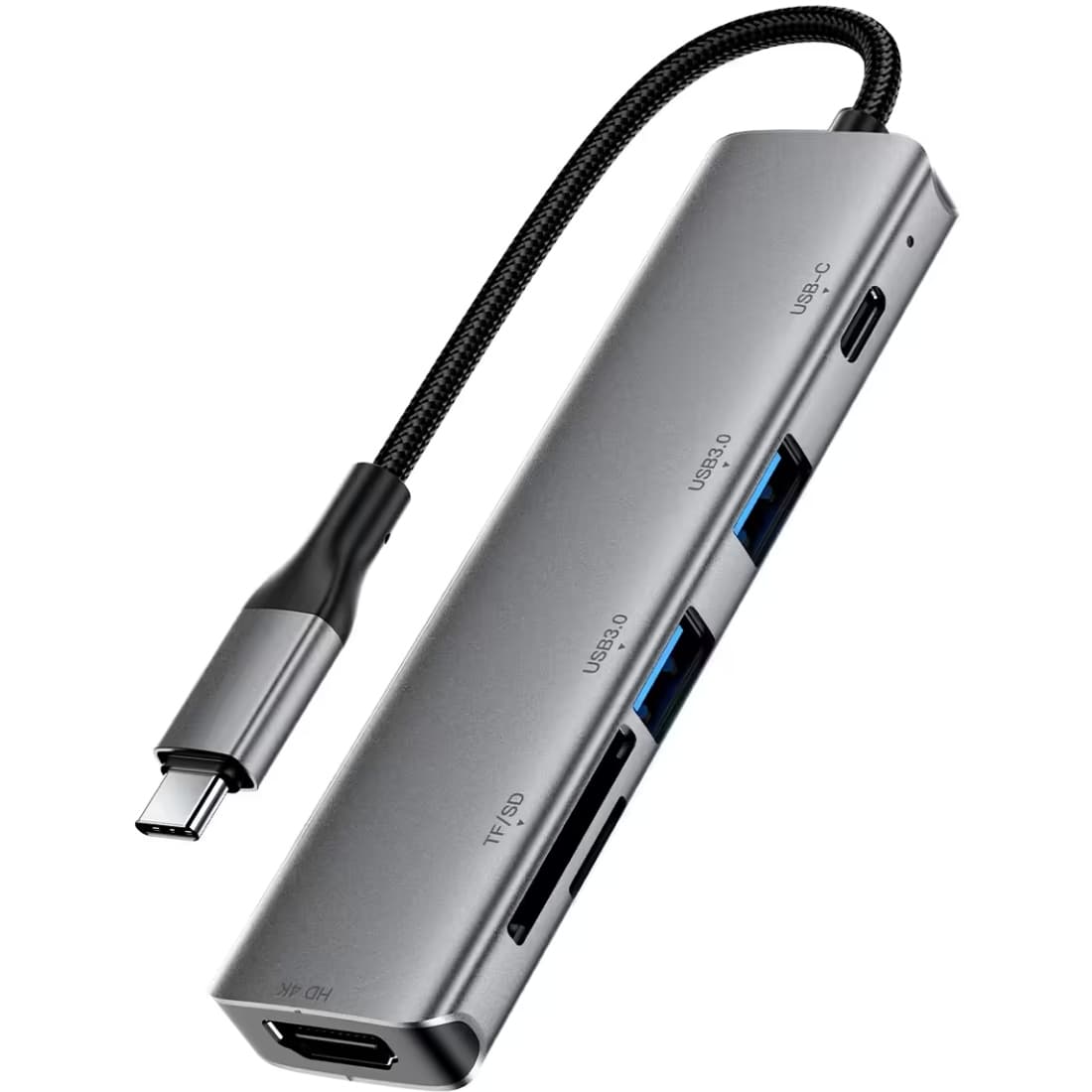 USB-хаб Acefast J18 USB3.0 Type-C to HDMI4K@60Hz/2xUSB-A 3.0/TF/SD/USB-C 90W Hub 6-in-1 Grey