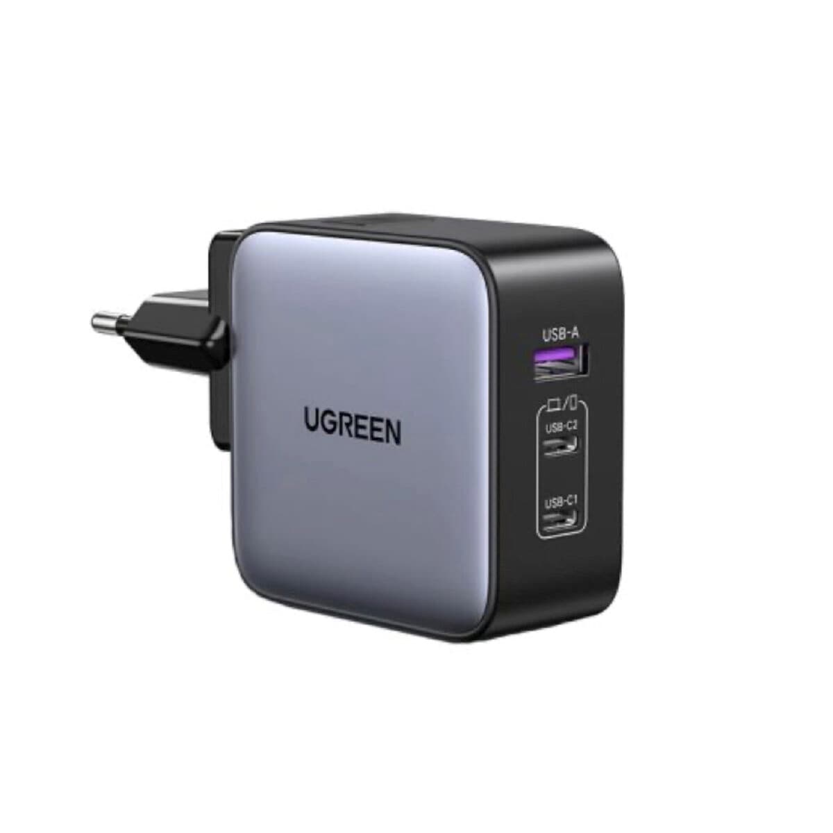 Зарядний пристрій UGREEN CD296 GaN 65W Fast Charger 3-Port 2xType-C 1xUSB Grey (UGR-90409)