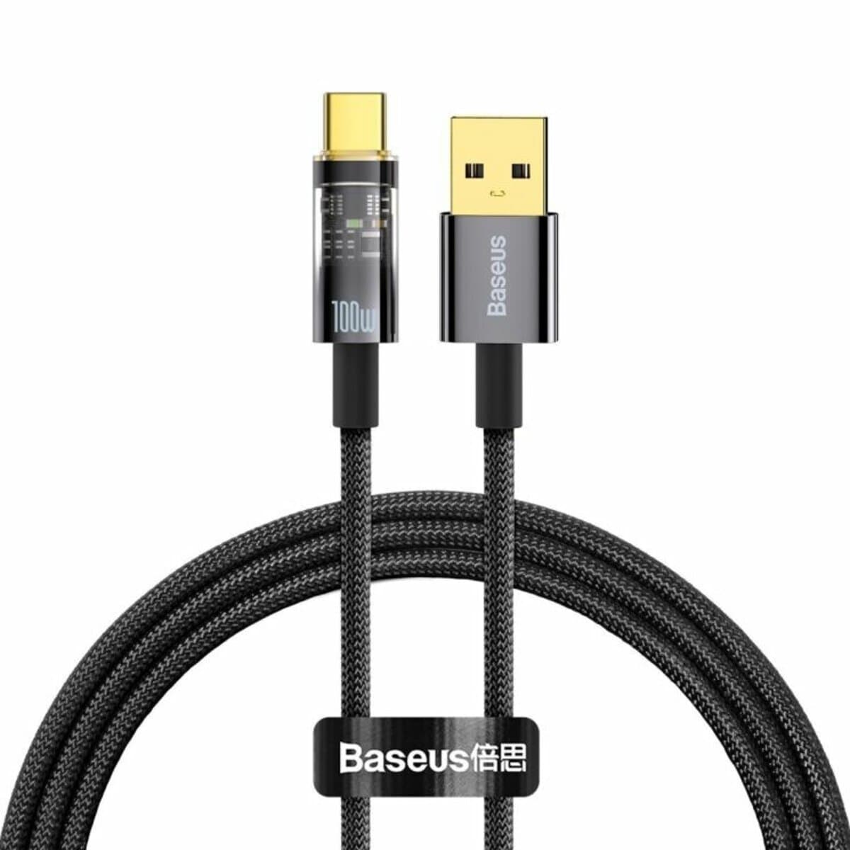 Кабель Baseus Explorer Series Auto Power-Off Fast Charging Data Cable USB to Type-C 100W 2m 2.4A Black (CATS000301)