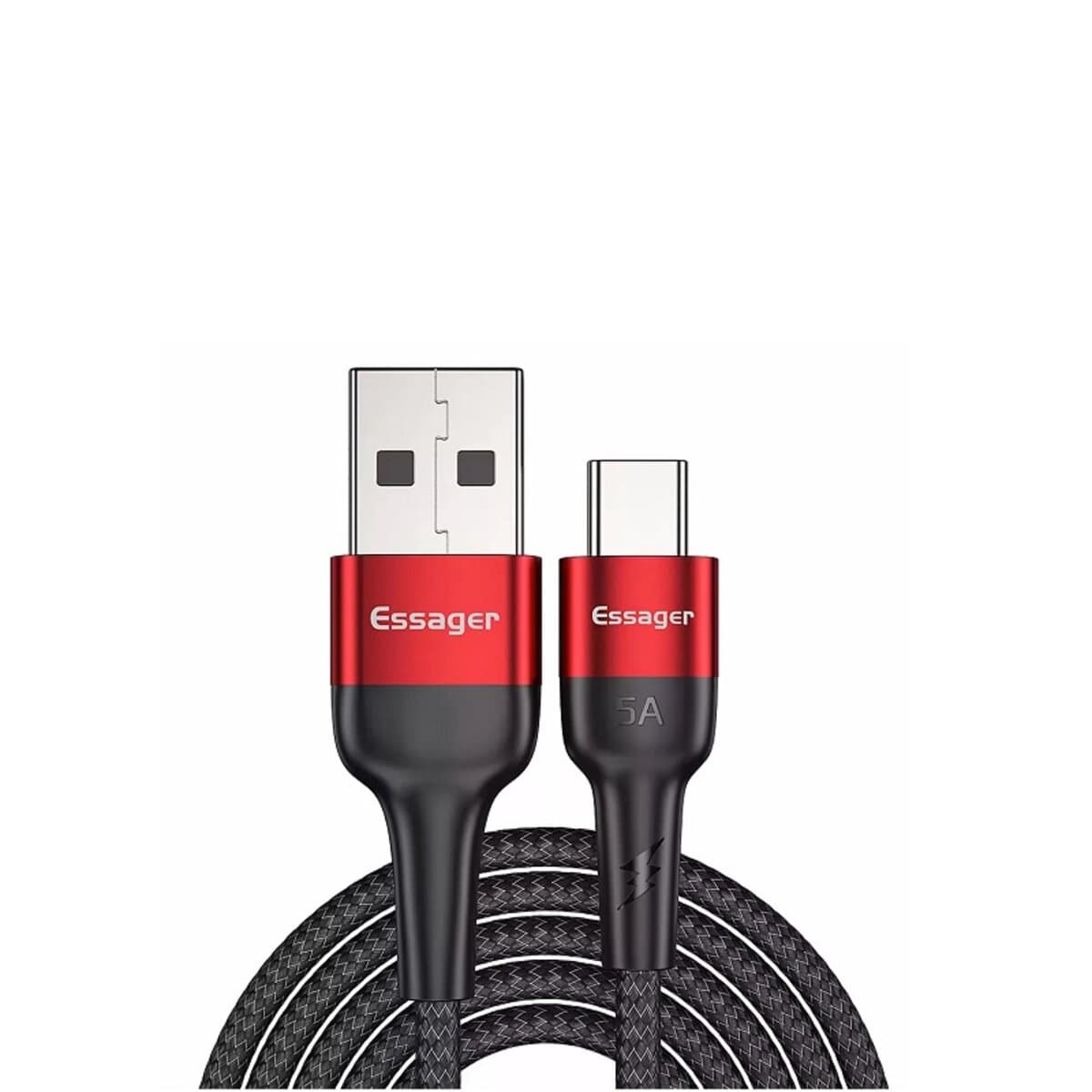 Кабель ESSAGER USB-A to Type C Fast Charging 5A 0.3m Black-Red (EXCT-FMTB09)