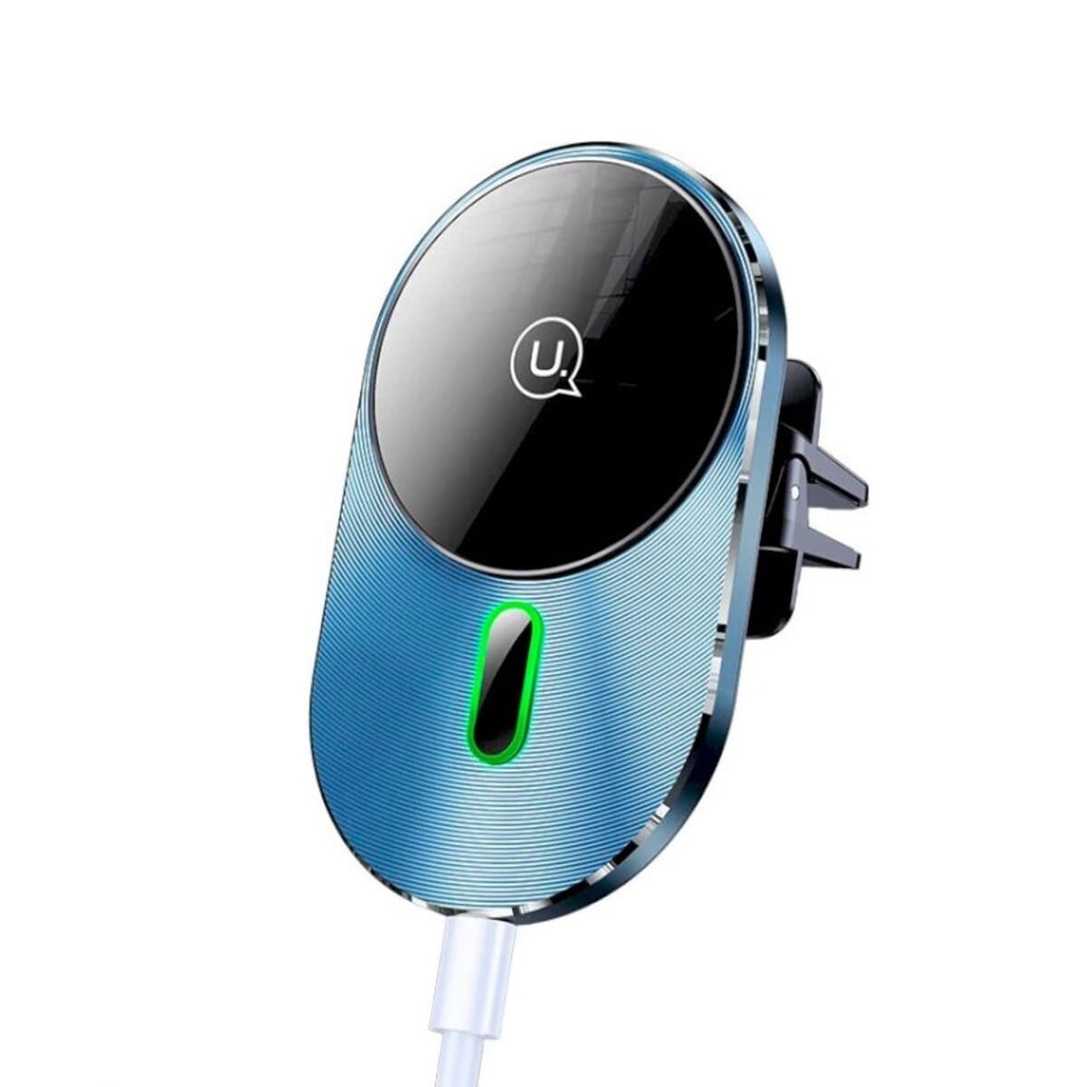 Утримувач для телефону автоутримувач Usams US-CD170 Magnetic Car Wireless Charging Phone Holder Air Vent 15W With Magnetic Ring Blue (CD170DZ01)