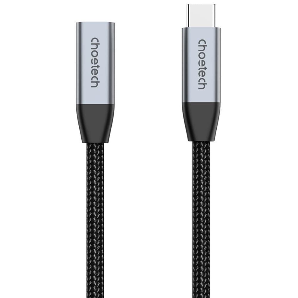 Кабель подовжувач Choetech USB 3.1 Type-C M to Type-C F 2м 10Gbps 100W nylon braid Black (XCC-1039-CA-GY)