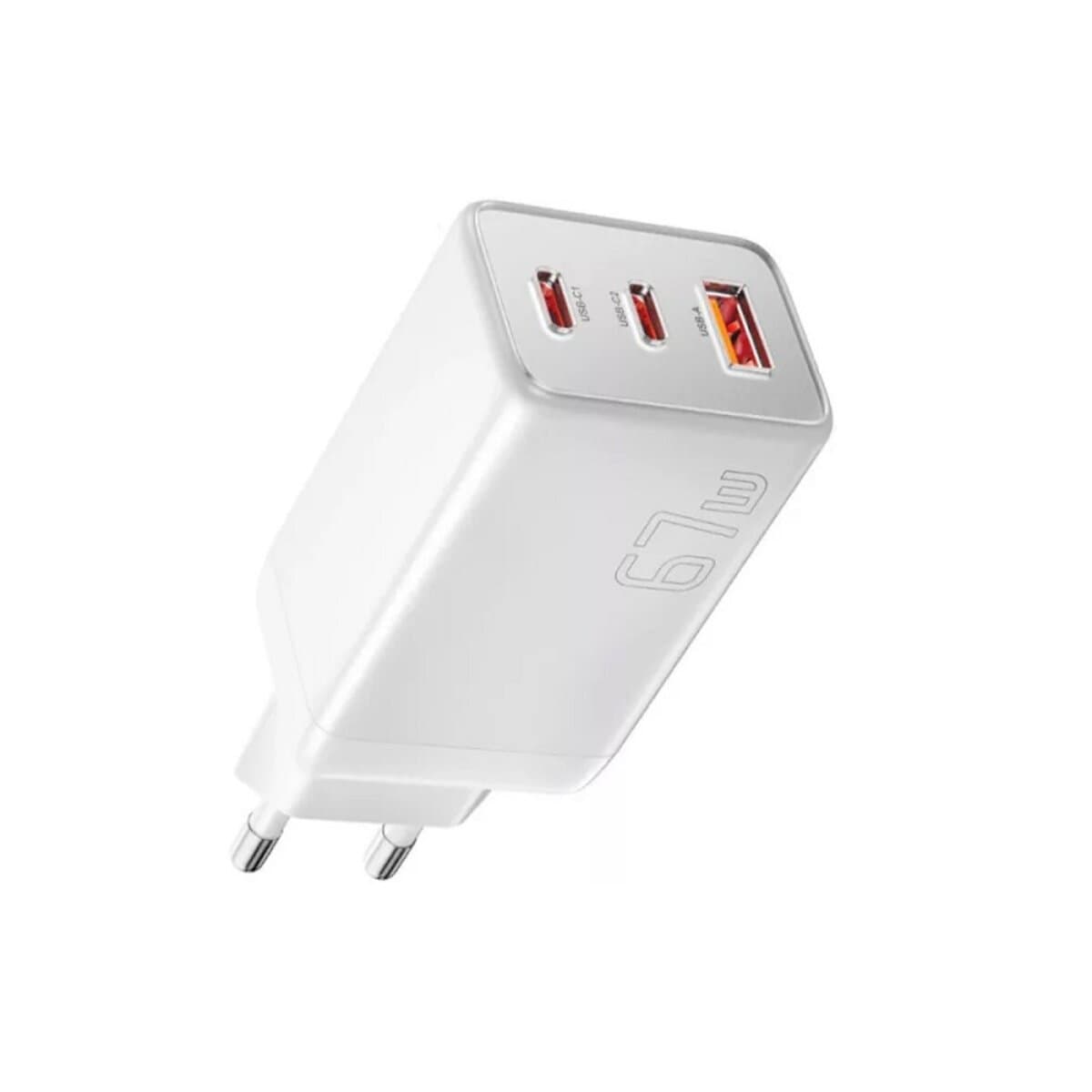 Зарядний пристрій ESSAGER ECT67W Gan 1xUSB 2xType-C 67W White (ECT67W-LJB02-Z)