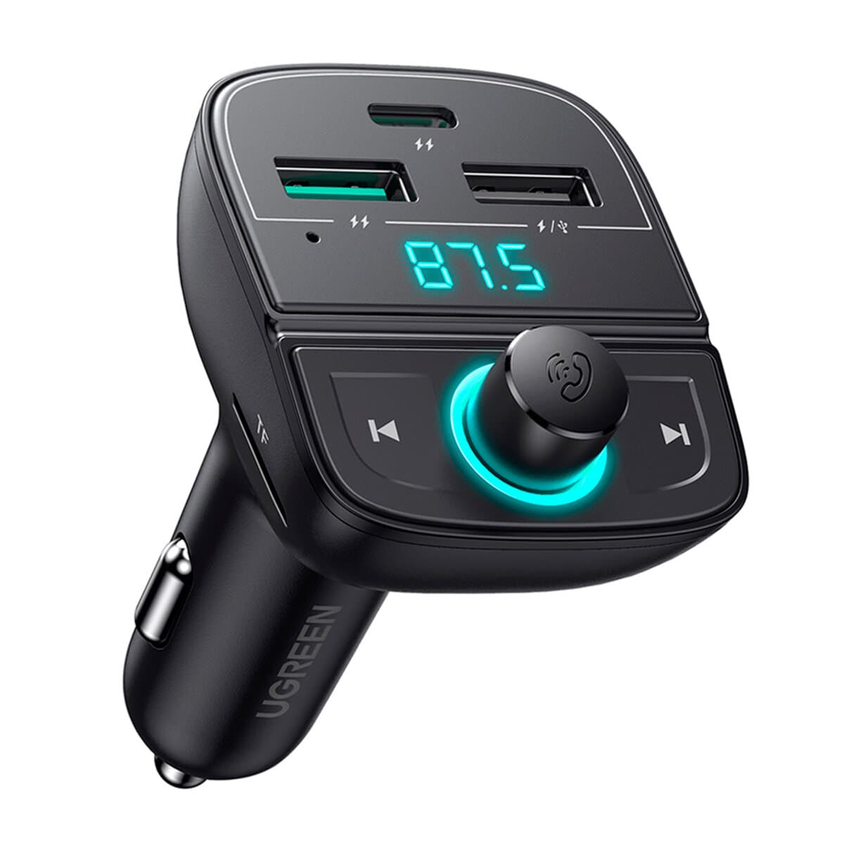 Автомобільний FM-трансмітер ресивер UGREEN CD229 FM&Bluetooth Transmitter&Car Charger + TF Slot Black (UGR-80910)