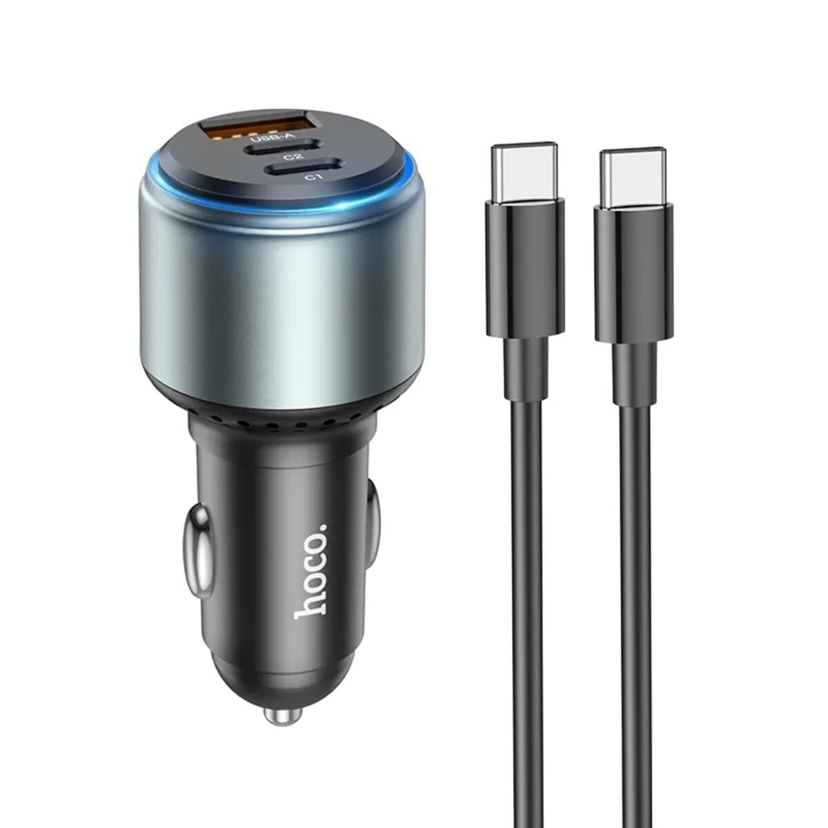 Автомобильное зарядное устройство HOCO NZ9 Galloper 95W three-port 2C1A car charger set Type-C to Type-C cable Black