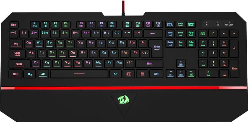 Ігрова провідна клавіатура Redragon Karura2 RGB підставка UKR USB Black (75053)
