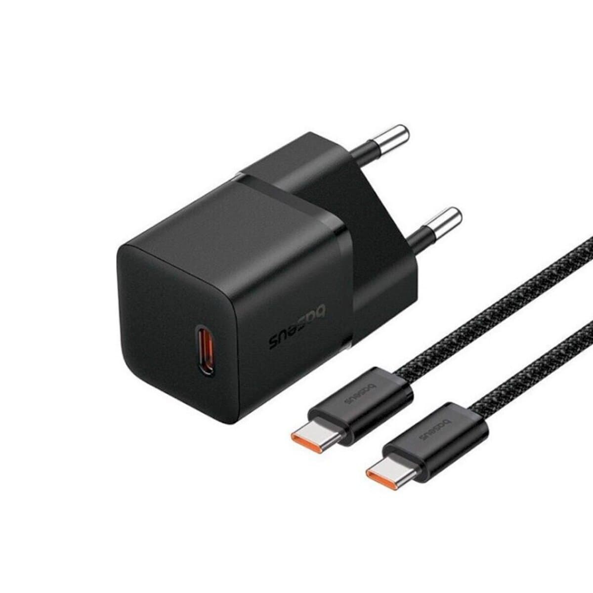 Зарядное устройство Baseus GaN5 Fast Charger(mini) 1C 20W EU Cluster with Dynamic 3 Series Fast Charging Data Cable Type-C to Type-C Black (P10110900113-00)