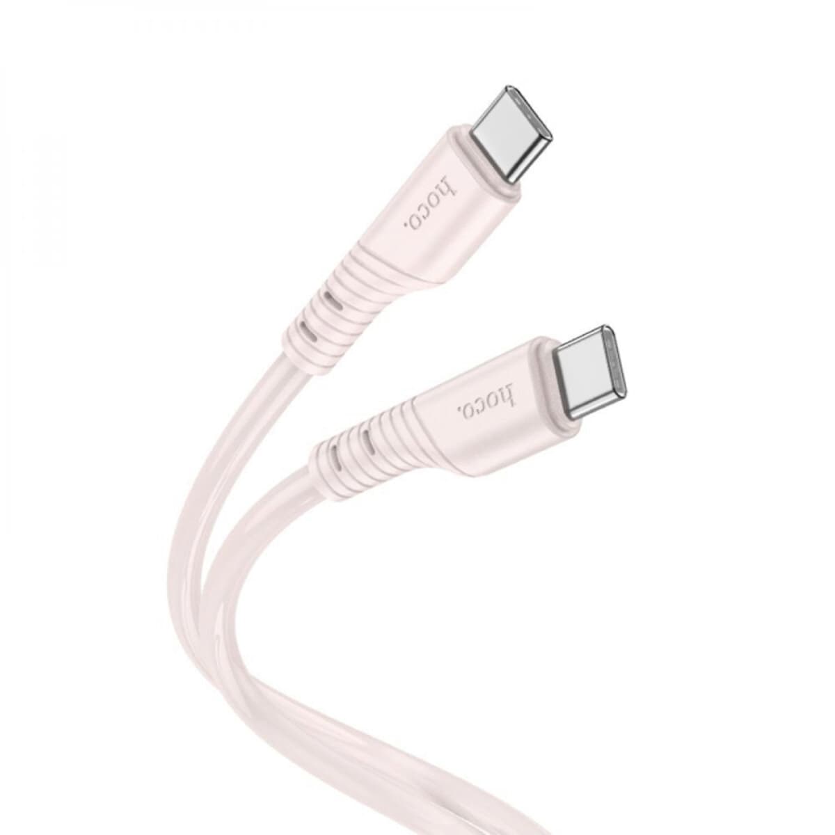 Кабель HOCO X97 Crystal color Type-C to Type-C 60W silicone charging data cable 1m Light Pink