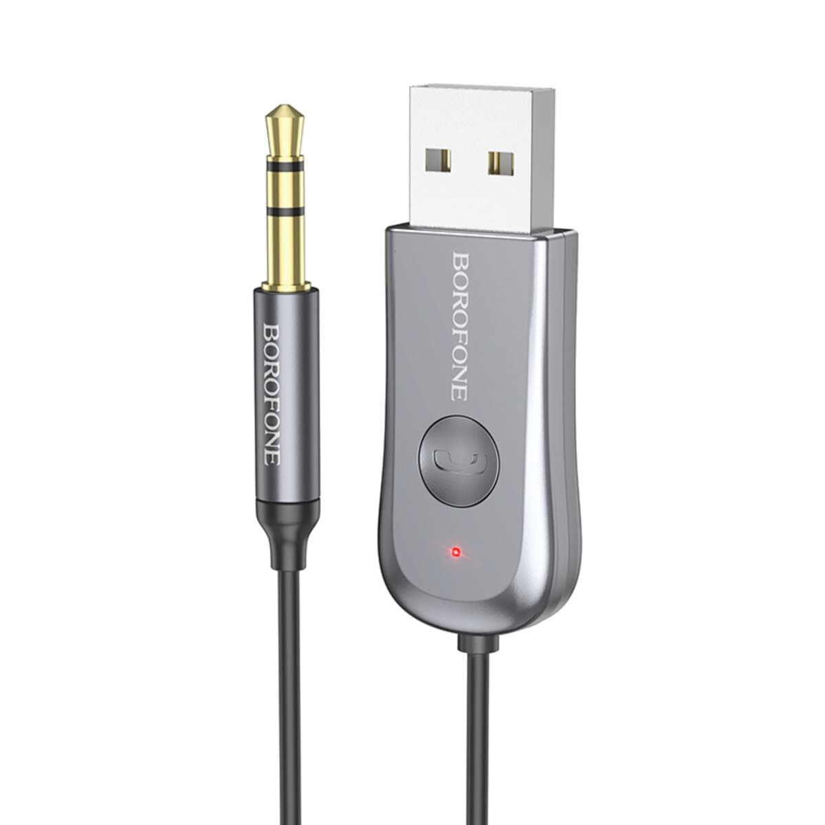 Bluetooth-трансмиттер ресивер BOROFONE BC44 Soul car AUX BT5.0 receiver with cable Metal Gray (BC44MG)