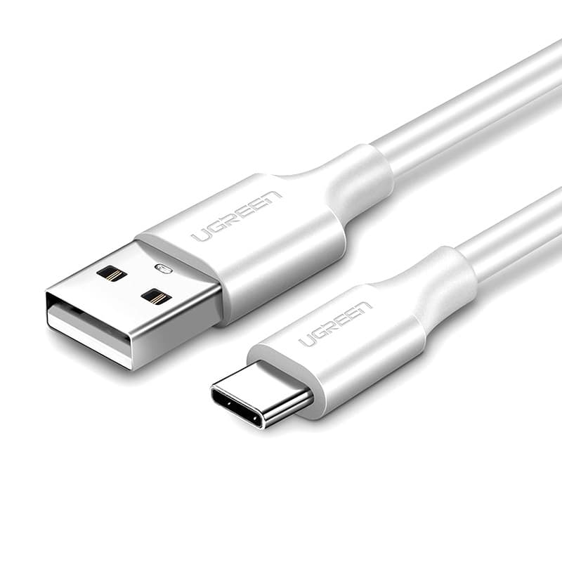 Кабель UGREEN US287 USB 2.0 AM to Type-C M 1 м 3A 18W Nickel Plating White (60121)