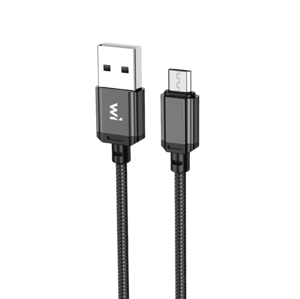 Кабель Wibrand Cobra nylon charging data cable USB to Micro-USB 1m 2.4A Black (WI.DC/CO1B-UM)