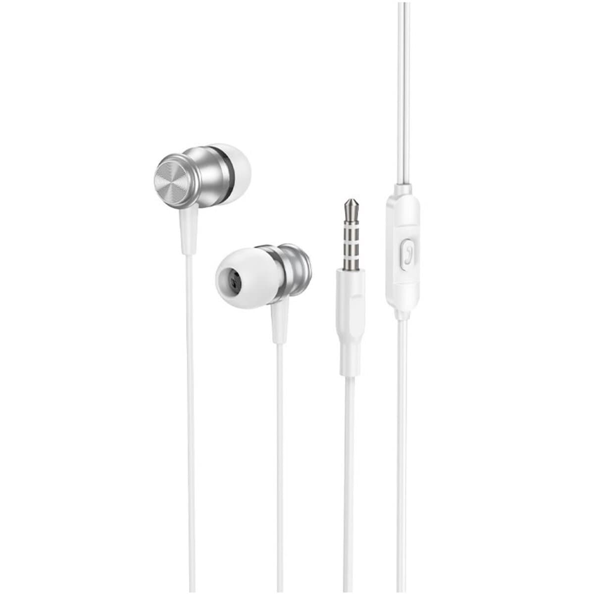 Дротові навушники BOROFONE BM75 Platinum металеві універсальні earphones with microphone 3.5мм 1.2м Silver (BM75S)