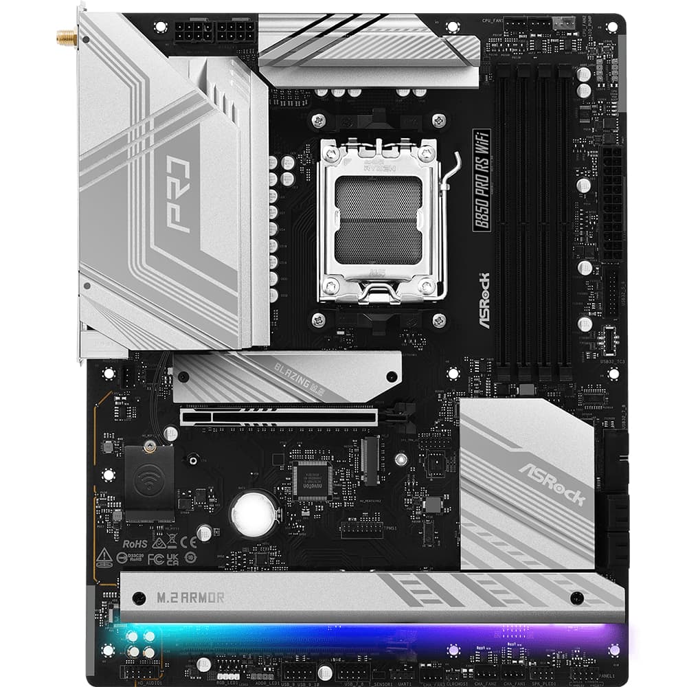 Материнская плата ASRock B850 Pro RS WiFi AM5/B850 4*DDR5 2xPCIex16 HDMI/DP 4xSATAІІІ 4xM.2 2.5GLan ATX (B850 Pro RS WiFi)