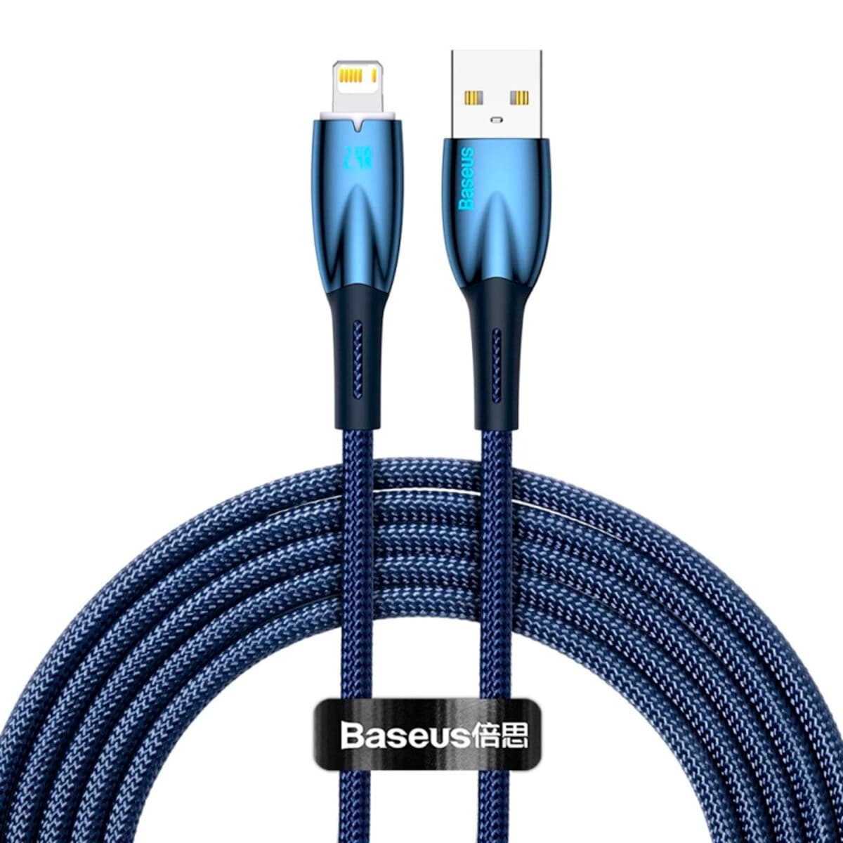 Кабель Baseus Glimmer Series Fast Charging Data Cable USB to Lightning 2.4A 2m Blue (CADH000303)