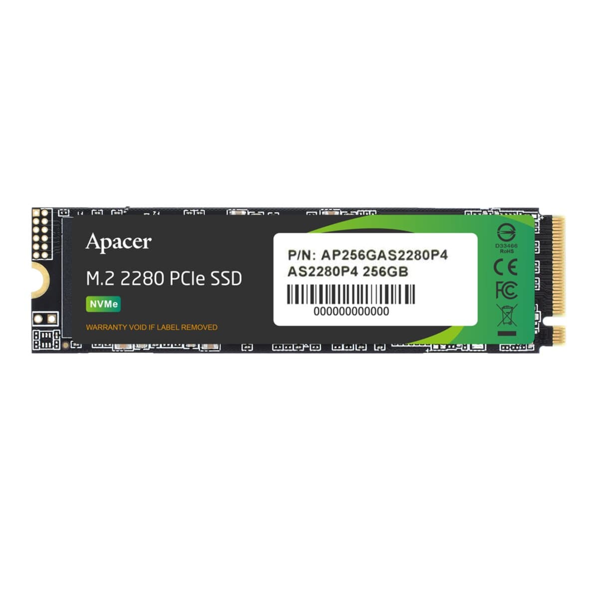 Твердотільний накопичувач SSD Apacer AS2280P4 256GB M.2 2280 PCIe 3.0x4 NVMe 3D TLC Читання/запис: 2100/1300 MB/sec (AP256GAS2280P4-1)