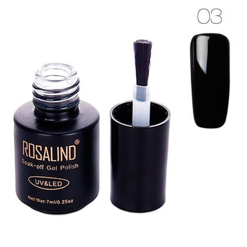 Гель-лак для нігтів манікюру Rosalind 7мл шелак для UV LED 03 Black (312626)