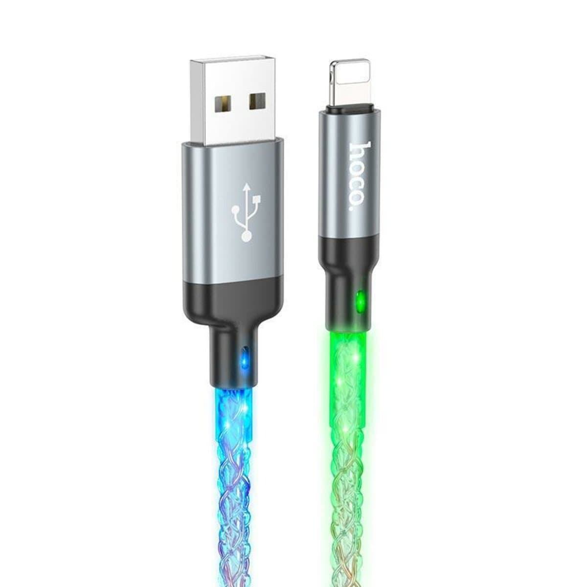 Кабель HOCO U112 Shine charging data cable USB to Lightning 1m 2.4A Grey