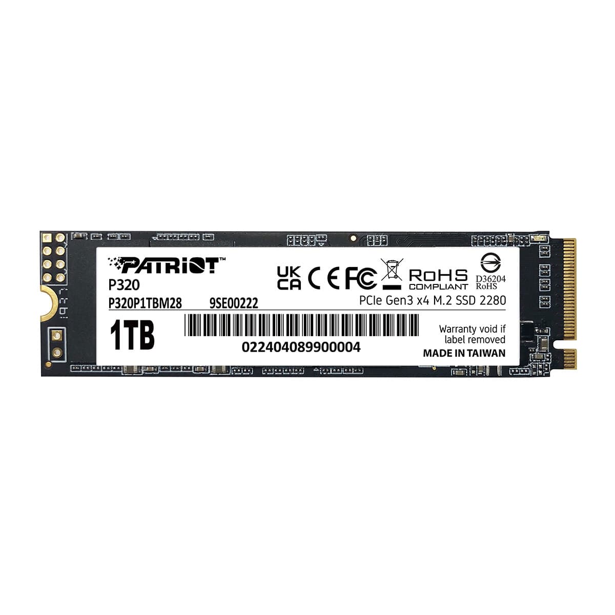 Твердотельный накопитель SSD Patriot P320 1TB M.2 NVMe 2280 Gen3.0 x4 3D TLC (P320P1TBM28)