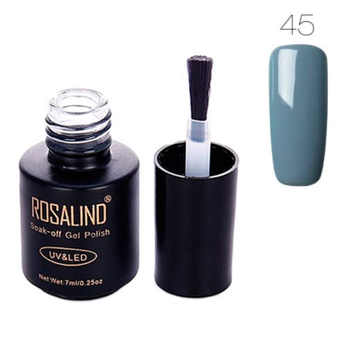 Гель-лак для нігтів манікюру Rosalind 7мл шелак для UV LED 45 Dark Grey (313101)