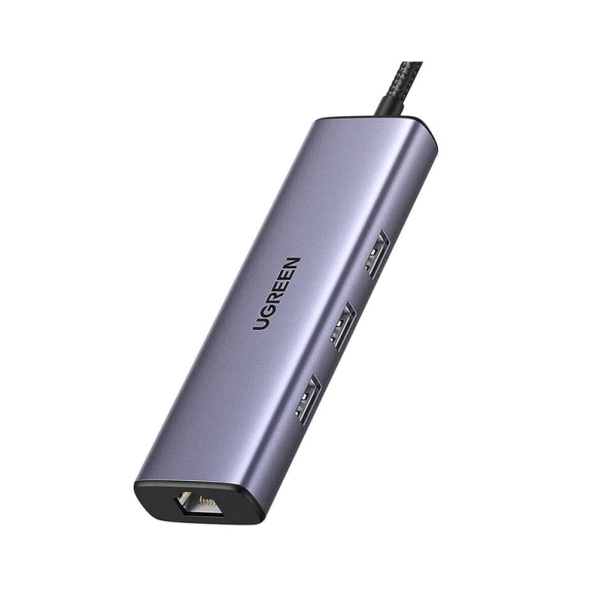 USB Хаб UGREEN Type-C to HDMIx1+USB3.0x3+PDx1+RJ45x1 Multifunctional Adapter Grey (UGR-15598)