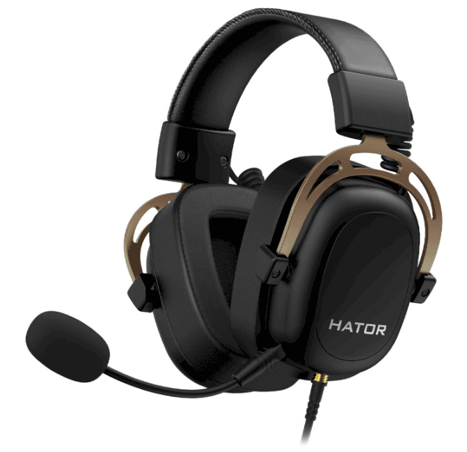 Провідні ігрові навушники з мікрофоном HATOR Hypergang 2 Gold Edition 3.5mm jack Black-Gold (HTA-916)