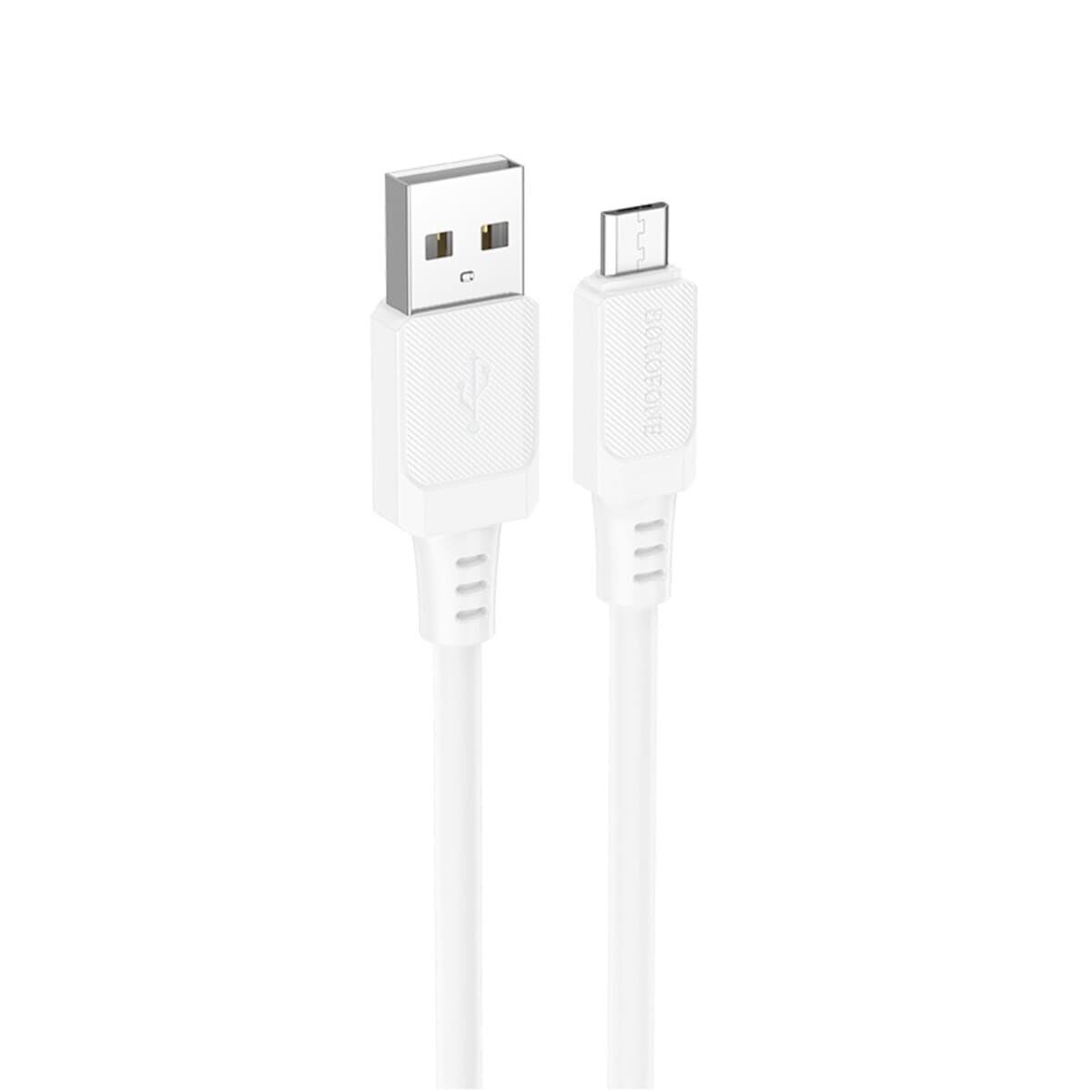 Кабель BOROFONE BX115 Lotto silicone cable USB to Micro-USB 2.4A 1m White