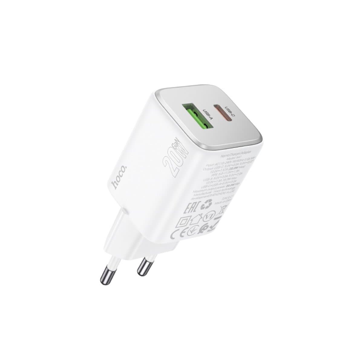 Зарядное устройство HOCO N41 Almighty PD20W+QC3.0 1xUSB 1xType-C charger White