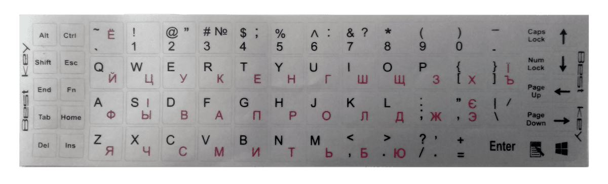 Наклейки на клавіатуру 132194 клавіш непрозорі Silver
