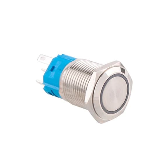Кнопка 22K-P11DZ 22мм 9-24В синій LED 5pin Silver, що фіксується (535931)