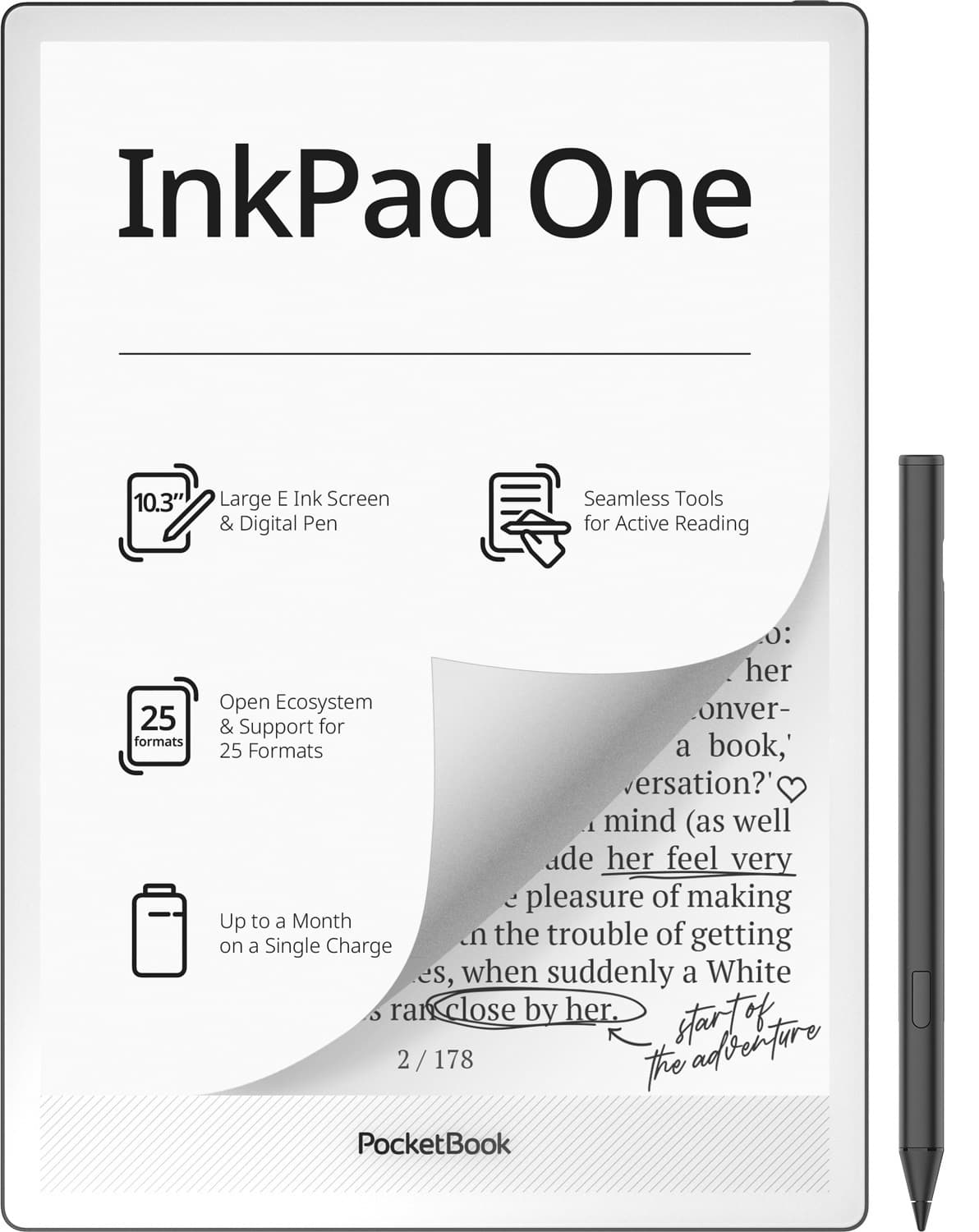 Електронна книга PocketBook InkPAd One PB1030 3700mAh BT5.0 Wi-Fi Black (PB1030-8-WW)