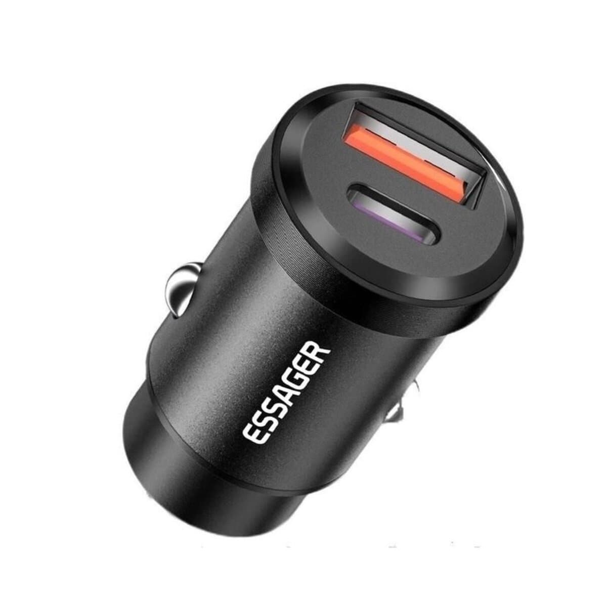 Автомобільний зарядний пристрій ESSAGER Shangrui mini USB-A+C 30W QC3.0 Black (ECCPQ-SR01-P)