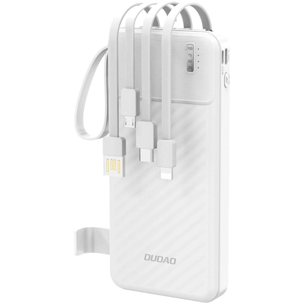 Powerbank павербанк УМБ Dudao K11 10000mAh 10W USB-A USB-C microUSB with USB-A/USB-C/Lightning/MicroUSB cables White
