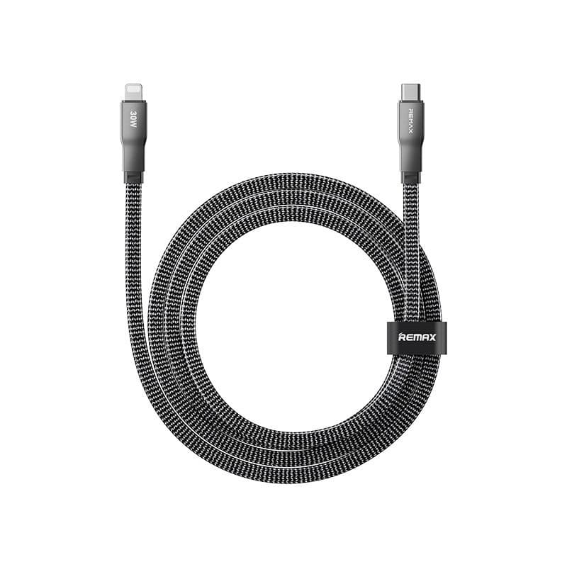 Кабель REMAX Pisces Series CB37 30W 2A 1.2m Zinc Alloy Braided Data Cable Type-C to Lightning Black