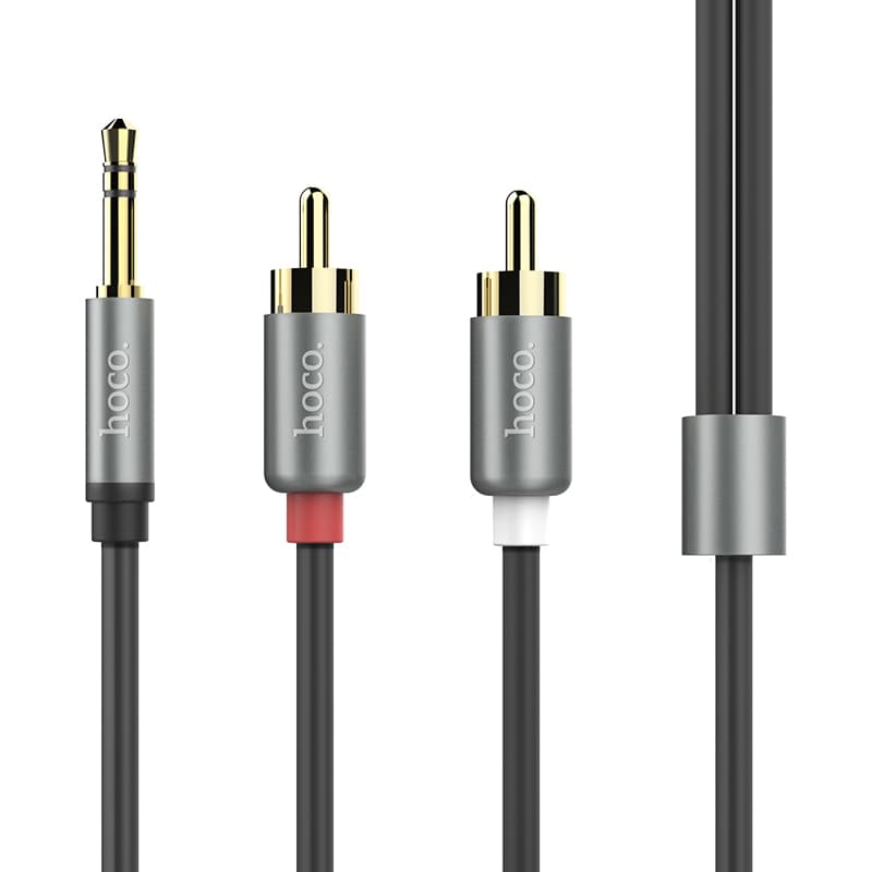 Аудио кабель HOCO UPA10 3.5mm male to double lotus RCA TPE 1.5m Grey