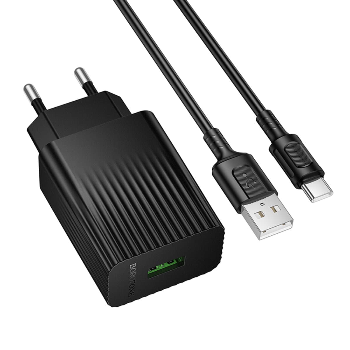 Зарядний пристрій з кабелем BOROFONE BAS72A Source single port QC3.0 charger set USB to Type-C Black