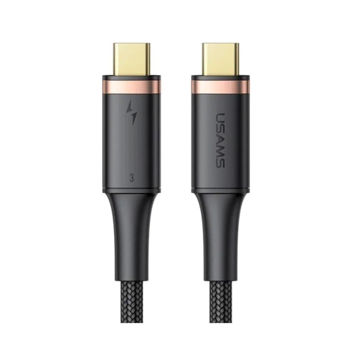 Кабель Usams US-SJ553 U72 Type-C to Type-C 100W USB4 Data Cable 5K 60HZ 0.8m Black (SJ553USB01)