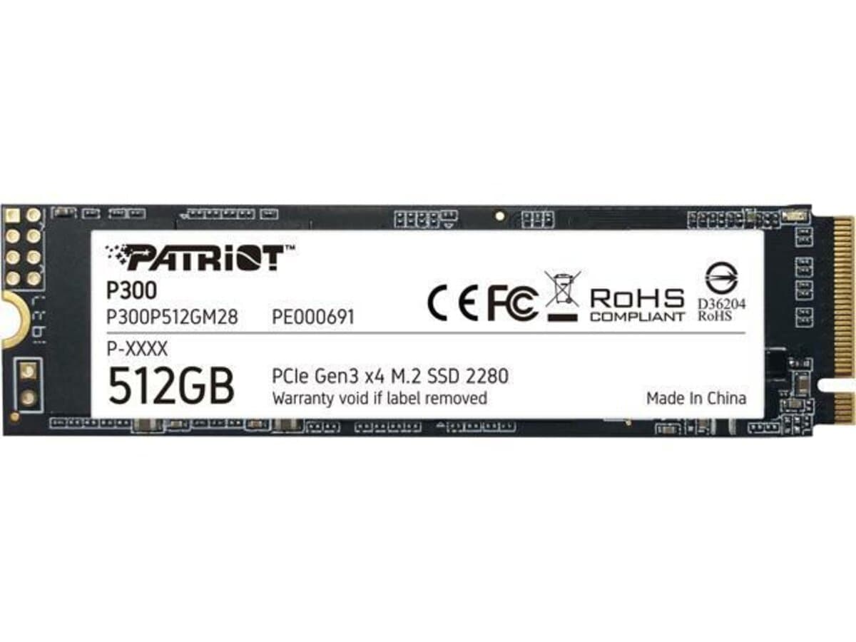 Твердотельный накопитель SSD M.2 Patriot P300 512GB NVMe 2280 PCIe 3.0x4 3D NAND TLC (P300P512GM28)