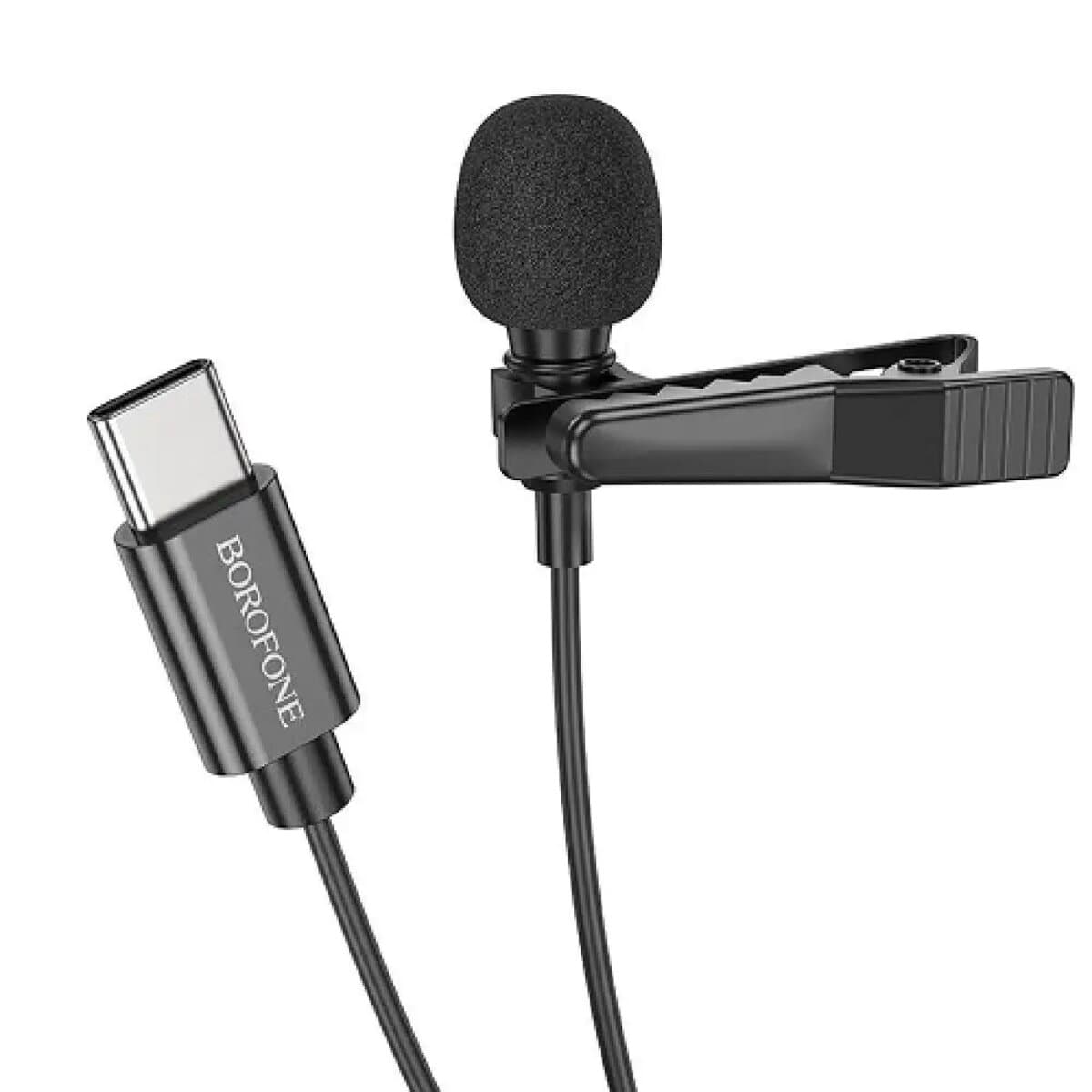 Мікрофон петличка BOROFONE BFK11 Elegant lavalier microphone Type-C 2м Black