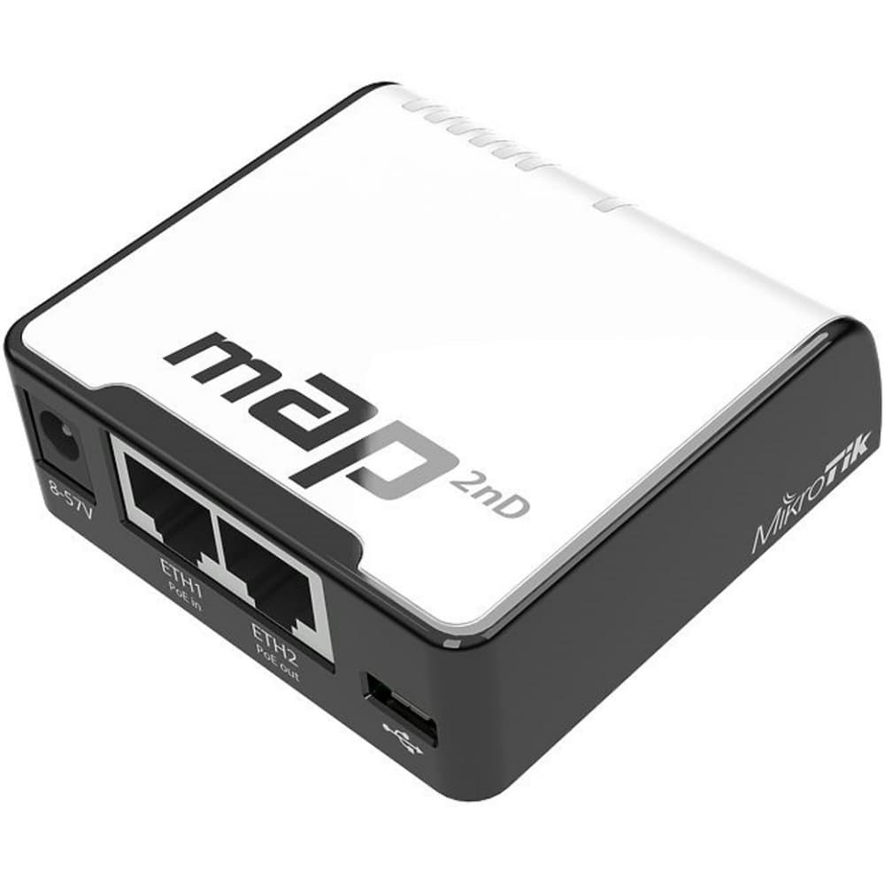 Маршрутизатор MikroTik RBmAP2nD RouterBoard MAP2ND 2.4GHz 802.11b/g/n 400MHz CPU 64MB RAM Passive PoE Black-White