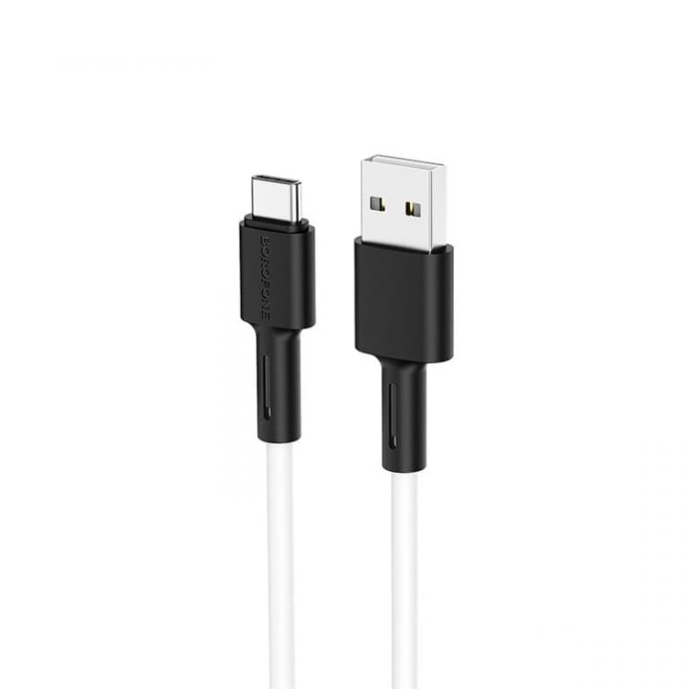 Кабель BOROFONE BX31 USB to Type-C 3A 1m silicone TPE connectors White