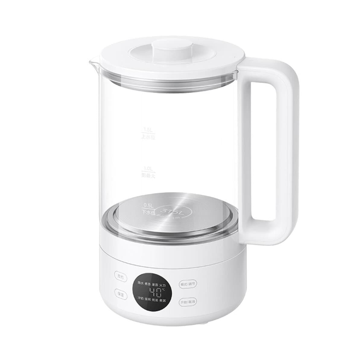 Електричний чайник для заварювання Mijia Smart Multifunctional Health Kettle S1 1.5л 1000Вт + китайська вилка з перехідником на EU розетку White (MDS2A0)