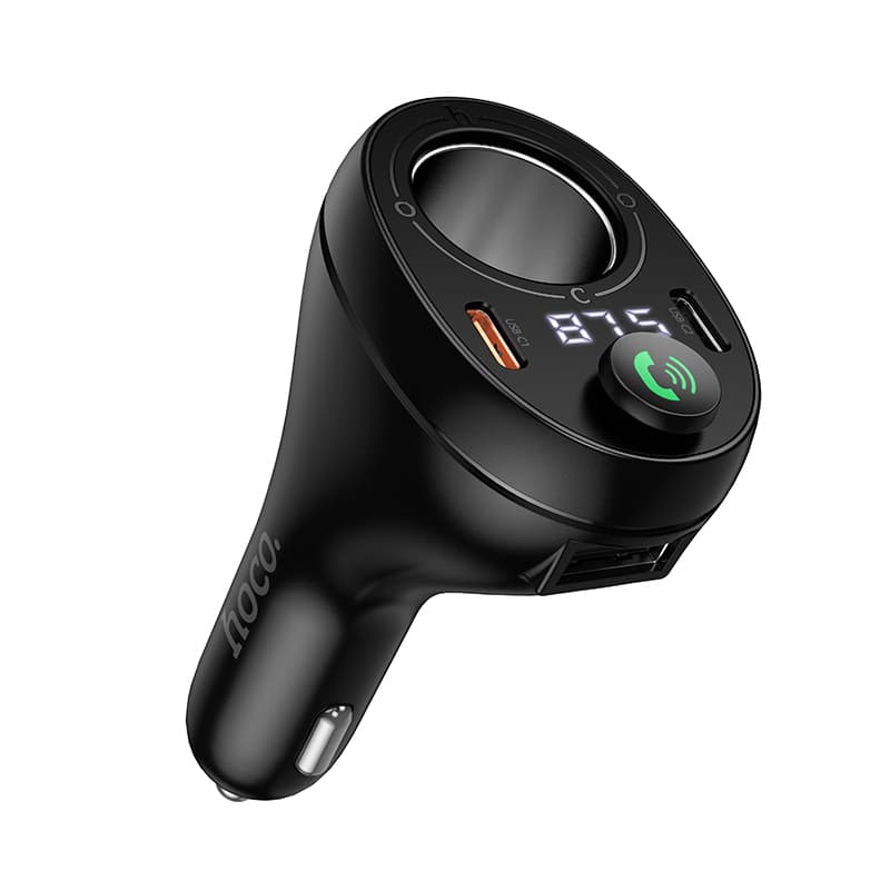 Автомобільний FM-трансмітер HOCO E88 Star 35W 2xType-C cigarette lighter car BT FM transmitter Black