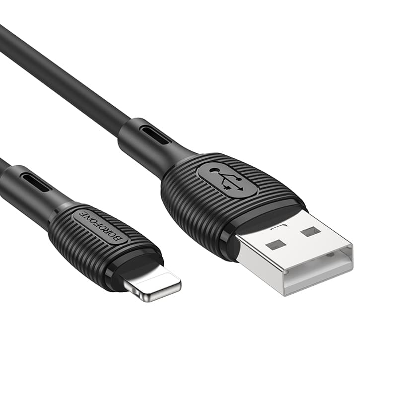 Кабель BOROFONE BX86 Advantage 2.4A 1m silicone charging data cable USB to Lightming Black