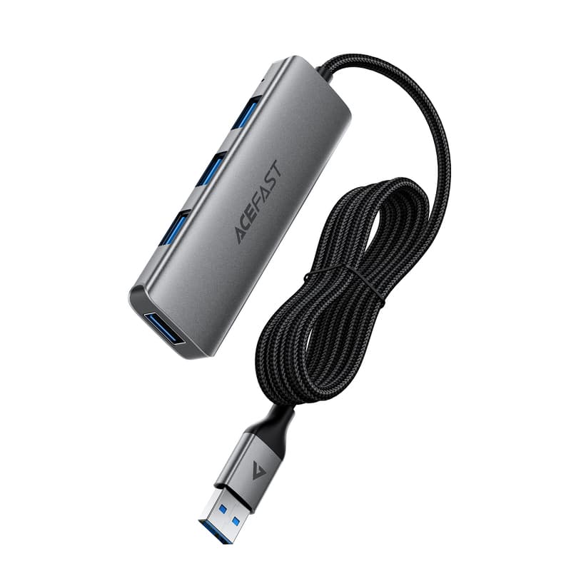 USB-хаб ACEFAST J17 USB to 4xUSB 3.0 4-in-1 HUB Metal Grey