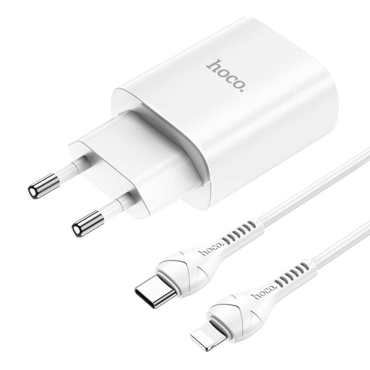 Зарядное устройство HOCO N14 Smart Charging single port PD20W Charger Set Type-C ot Lightning cable White
